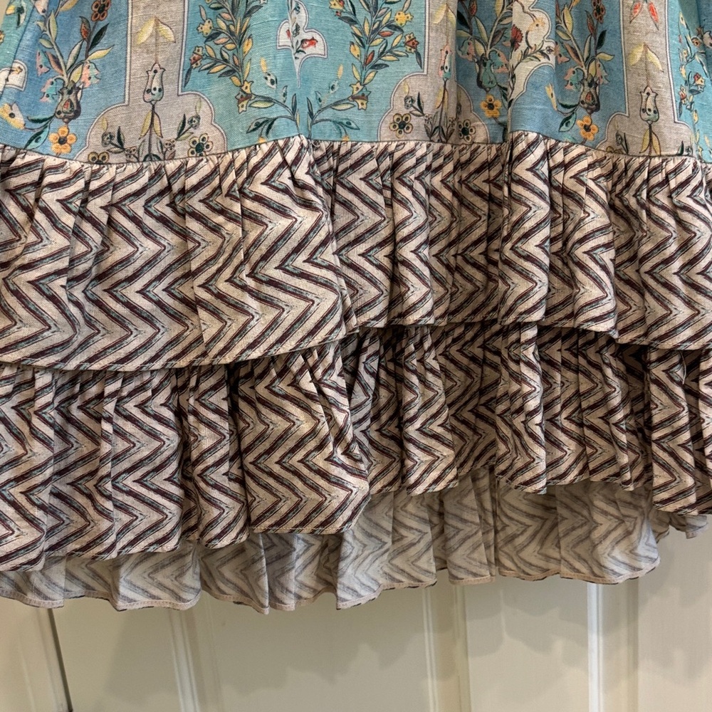 Ranna Gill Light Blue and Brown Chevron Dress - Picture 8 of 9